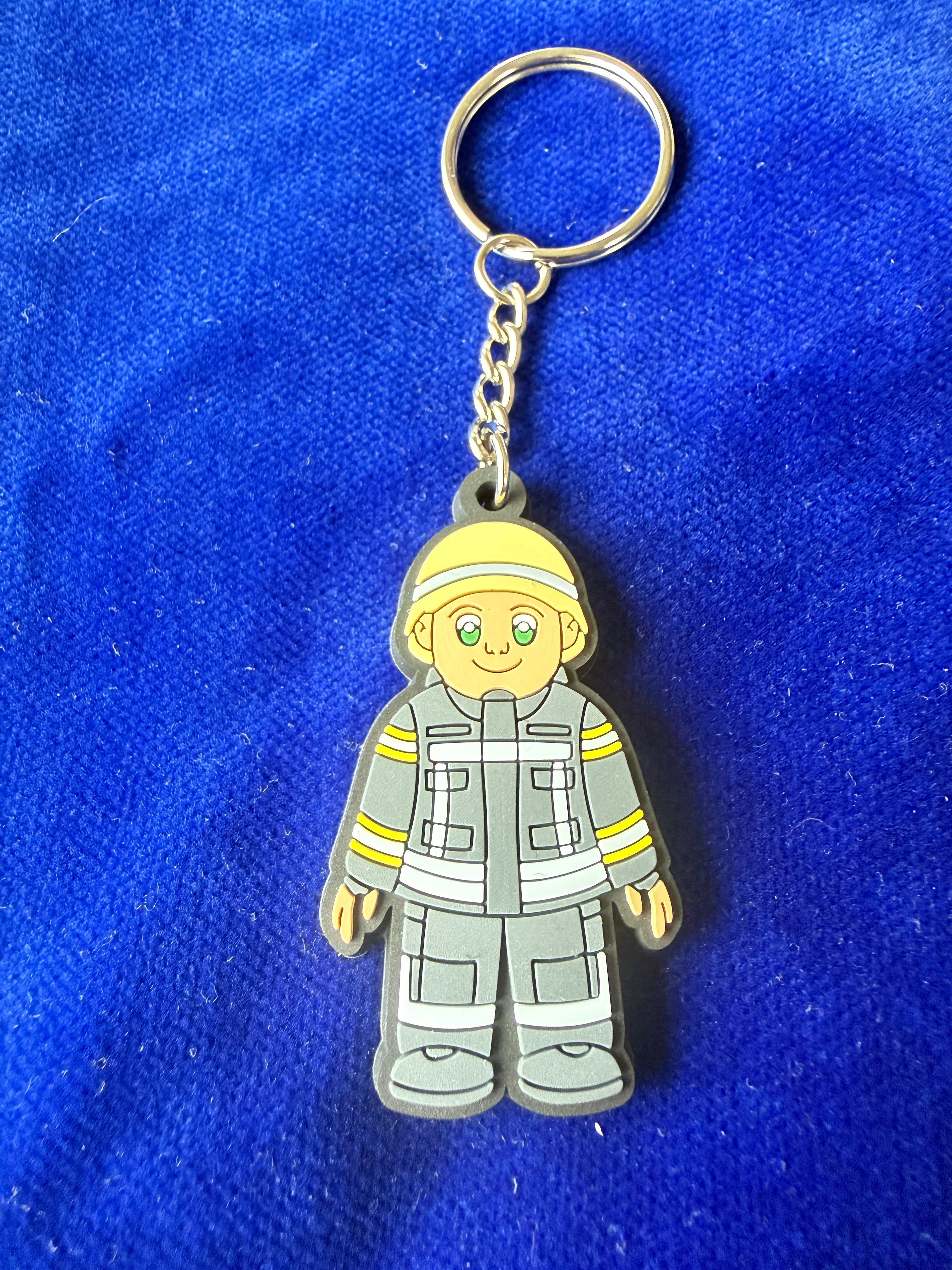Schlüsselanhänger PVC Rubber Feuerwehr schwarz