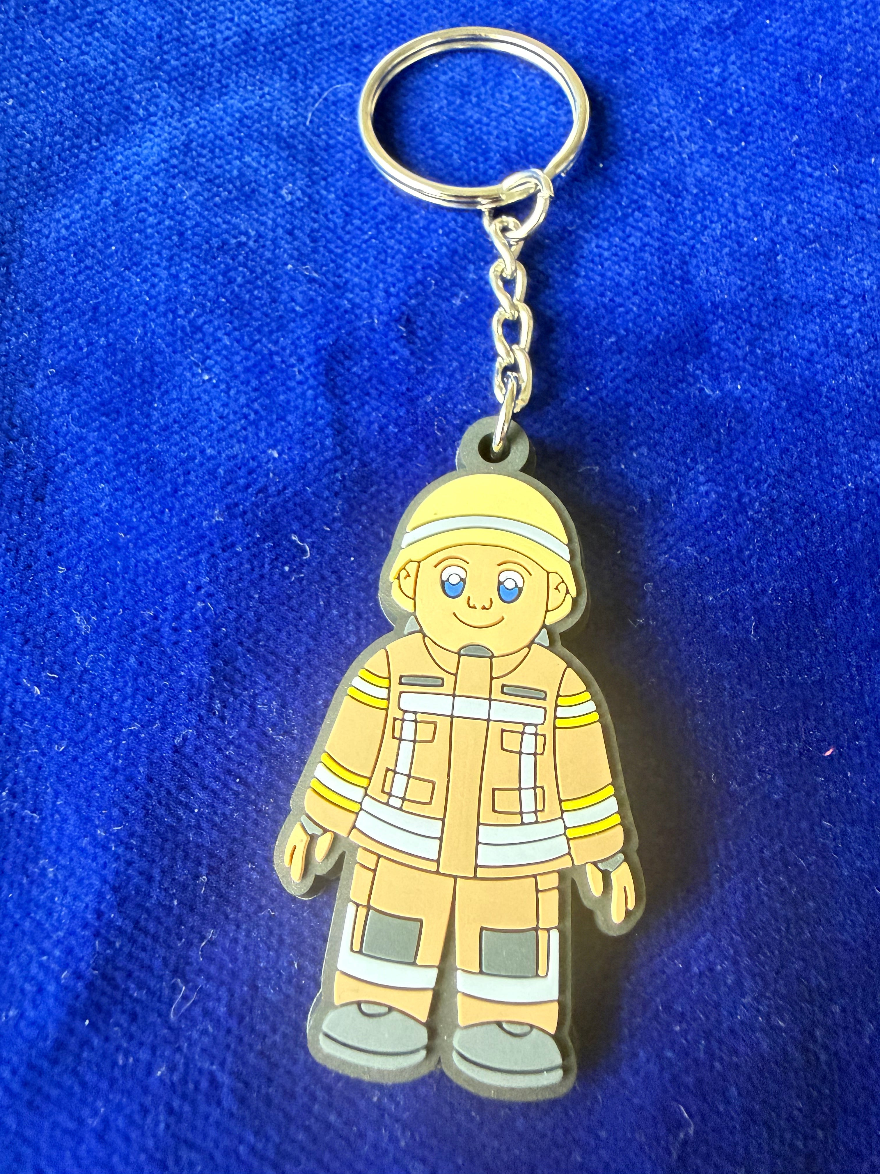 Schlüsselanhänger Feuerwehr Rubber PVC gelb